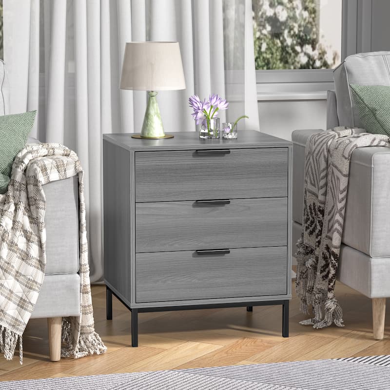 Anmytek Modern 3-Drawer Wood Nightstand Bedside Table End Table for Bedroom