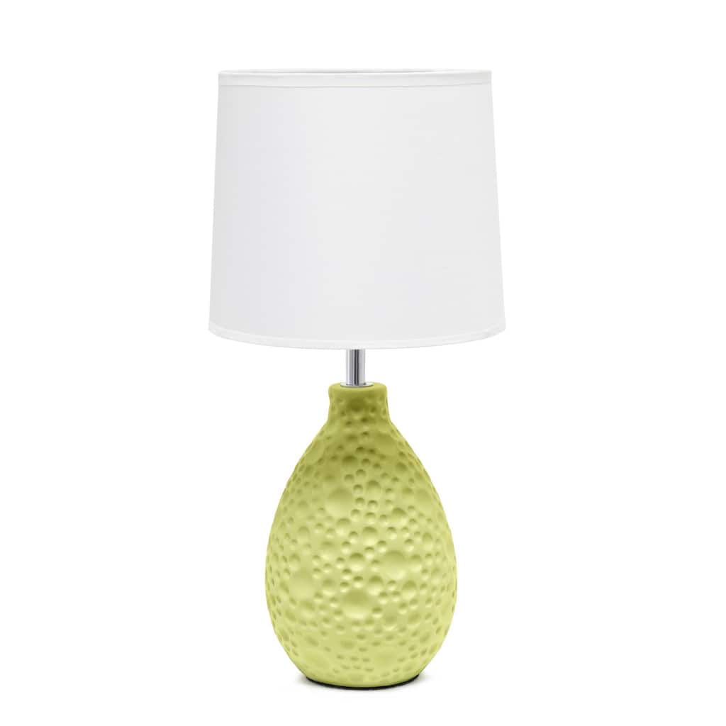 Textured Thumbprint Tear Drop Ceramic Table Lamp with Tapered Drum Shade - 14" - Green and White