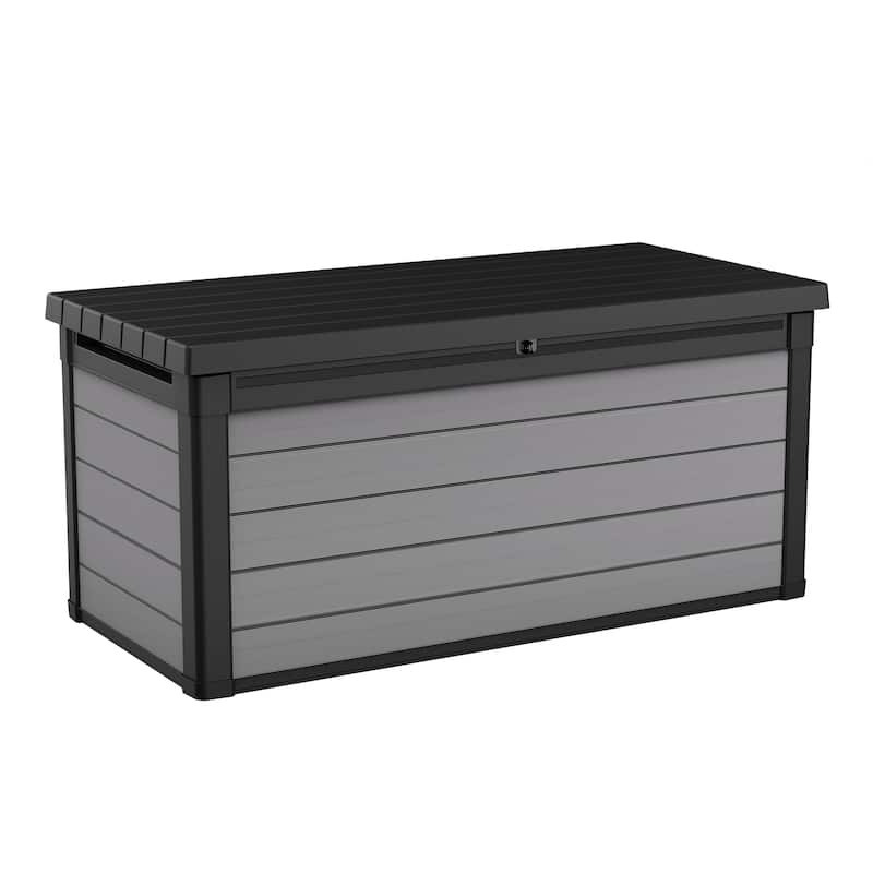 Keter Premier 150 Gallon Durable Resin Outdoor Storage Deck Box For Furniture and Supplies, Grey
