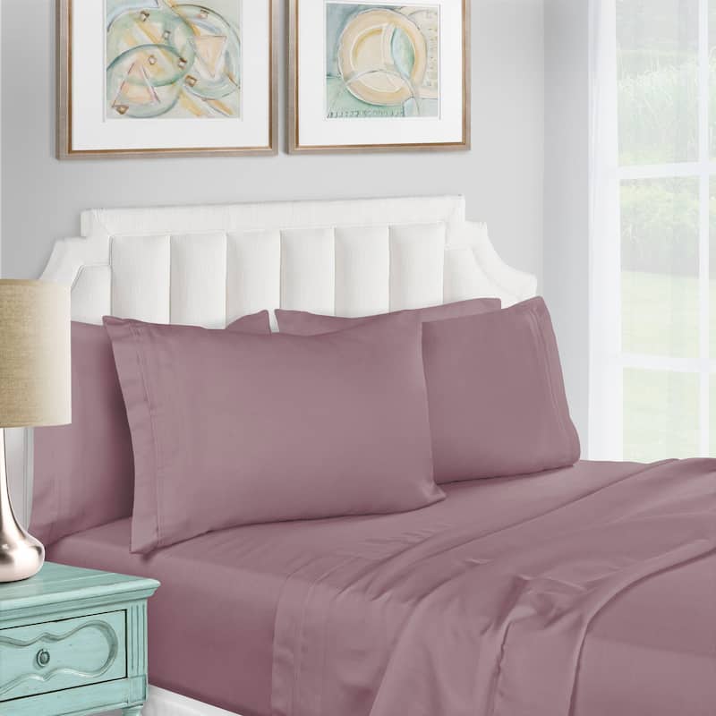 ﻿Superior 1200 Thread Count Egyptian Cotton Solid Bed Sheet Set - California King - Zephyr