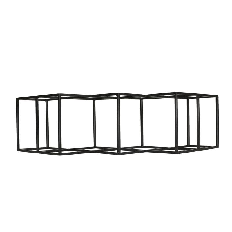 Roomfitters Modern Industrial Tabletop Wine Rack, Geometric Iron Frame, Holds 7 Bottles, Black