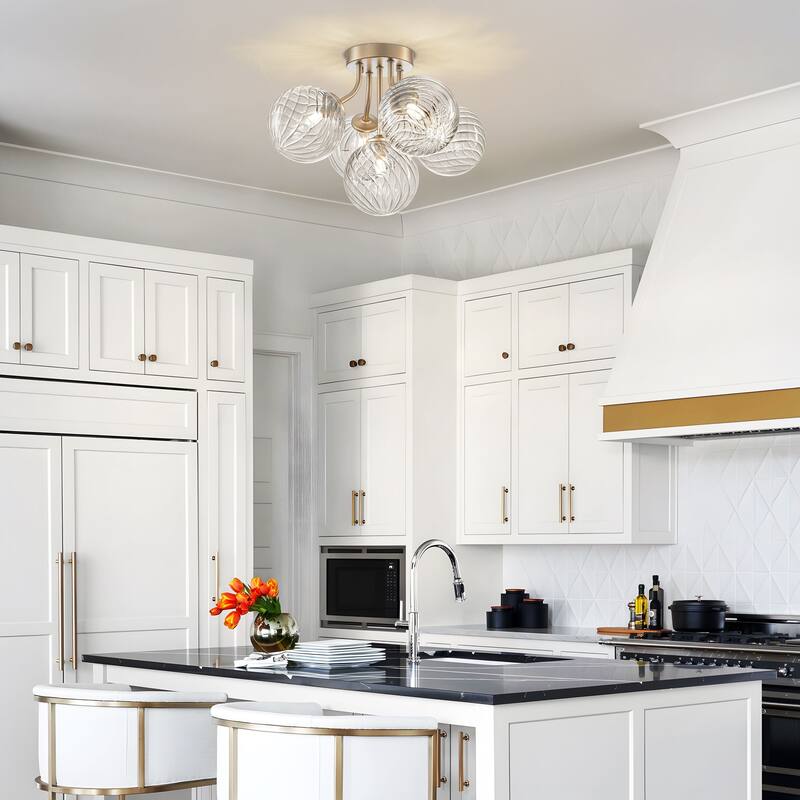 Starsky 5-LIght Globe Glass Sputnik Semi Flush Mount Ceiling Light