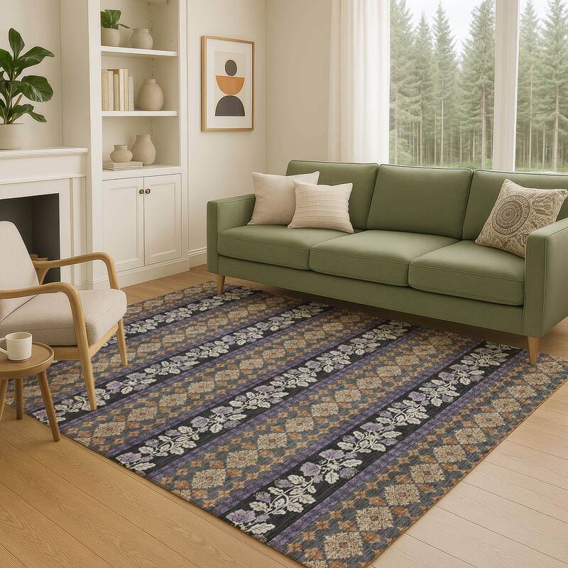 Machine Washable Indoor/ Outdoor Stripe Sochi Chantille Rug