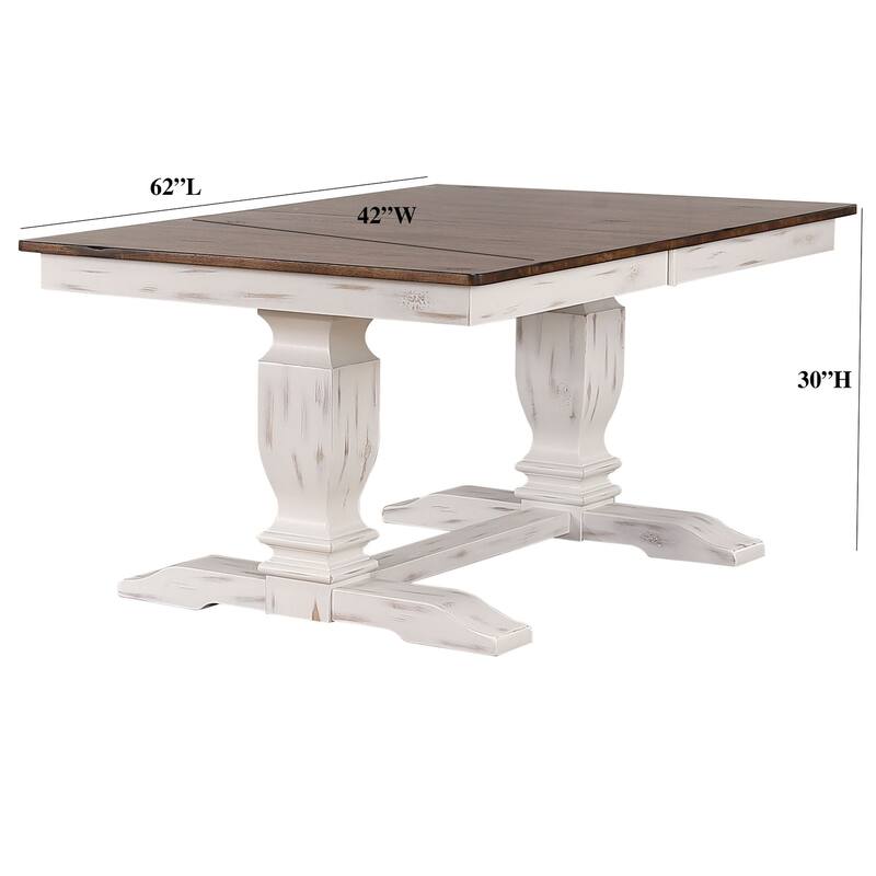 Double Transitional Pedestal Distressed White 5-Piece Set