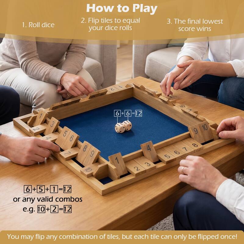 Gymax Shut The Box Game for 2-4 Players 24 Inch Extra-Large Wooden