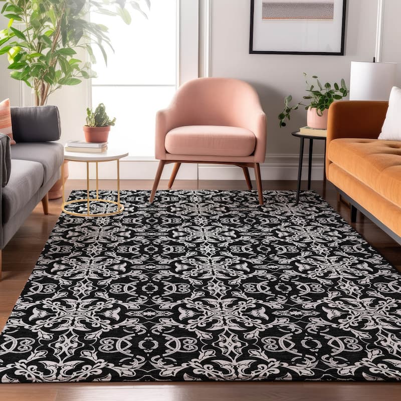 Premium Washable Super Soft Dark Traditional Mayfield Rug - Ivory - 5' x 7' 6"