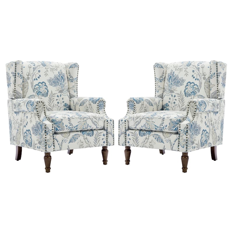 Traditional Nailhead Trim Armchair Accent Chairs Set of 2