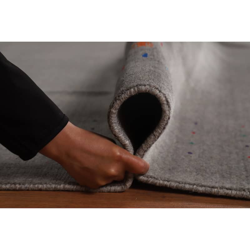 Hand Knotted Oriental 100% Wool Carpet Tribal Animal Pictorial Greys & Charcoal Gabbeh Area Rug - 10' 1'' X 8' 1''