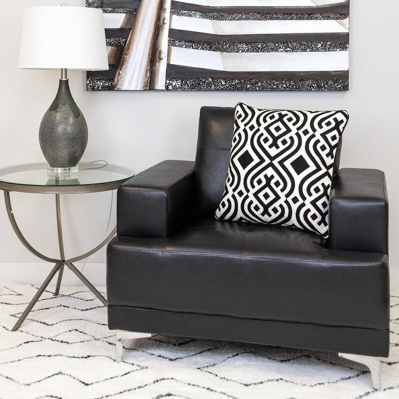 HomeRoots 18" X 18" Black 100% Cotton Geometric Zippered Pillow