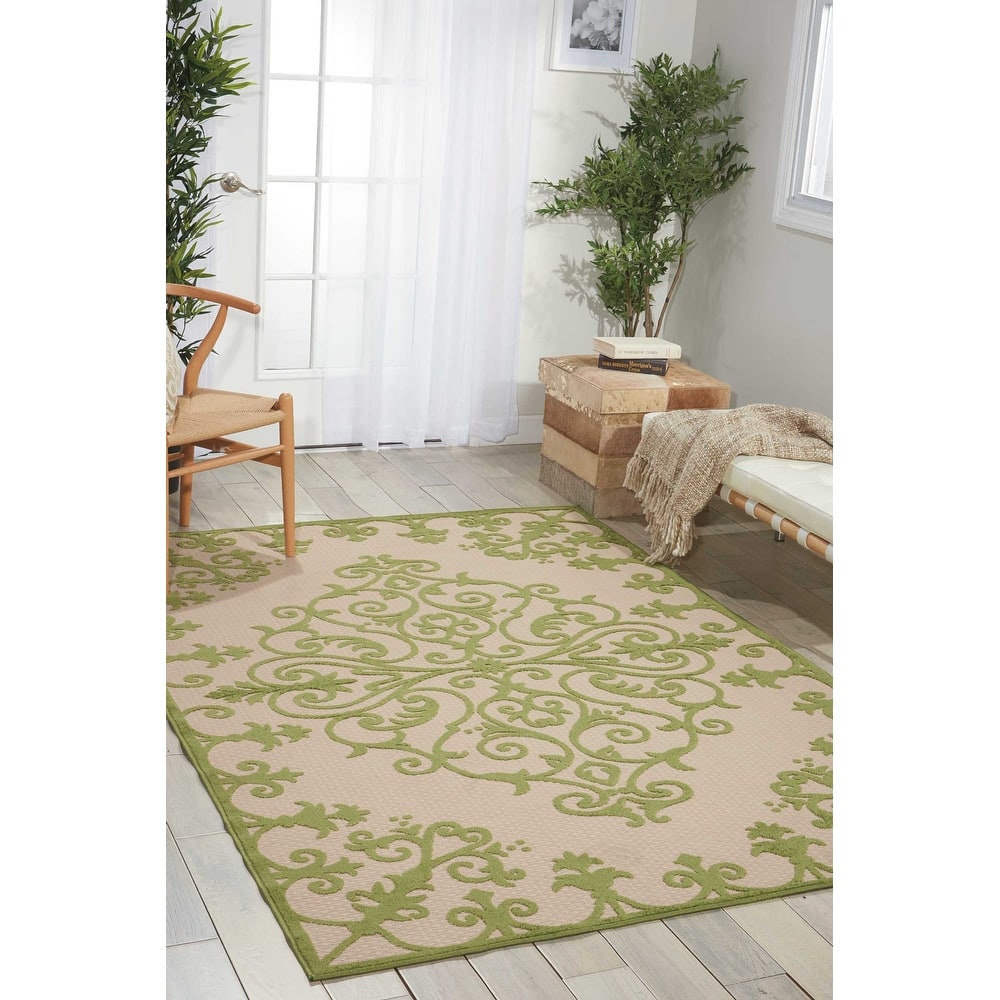 Nourison Aloha Modern Medallion Scroll Indoor / Outdoor Area Rug
