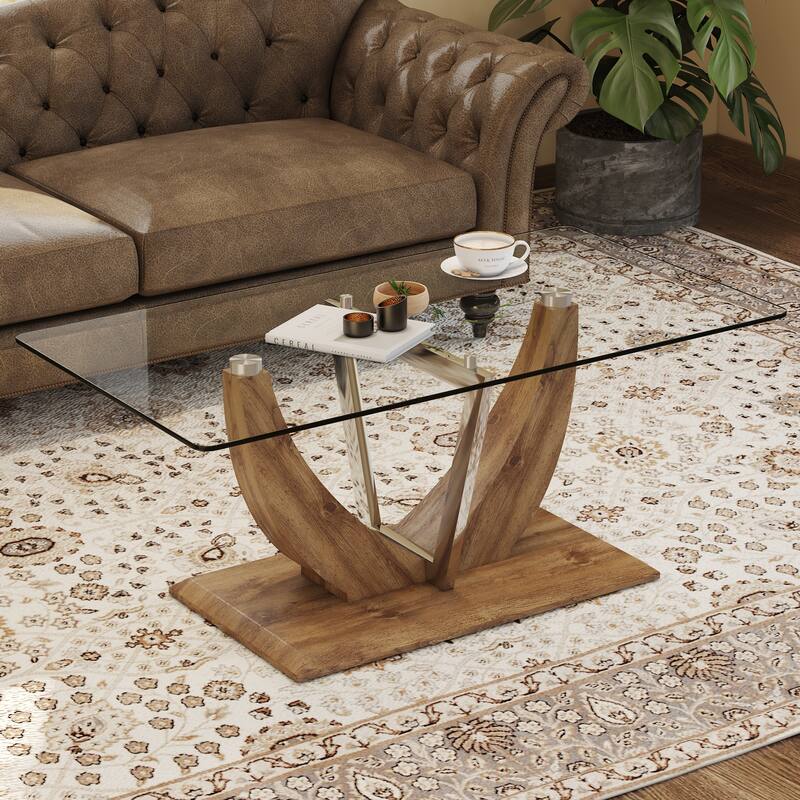 Modern minimalist transparent tempered glass coffee table