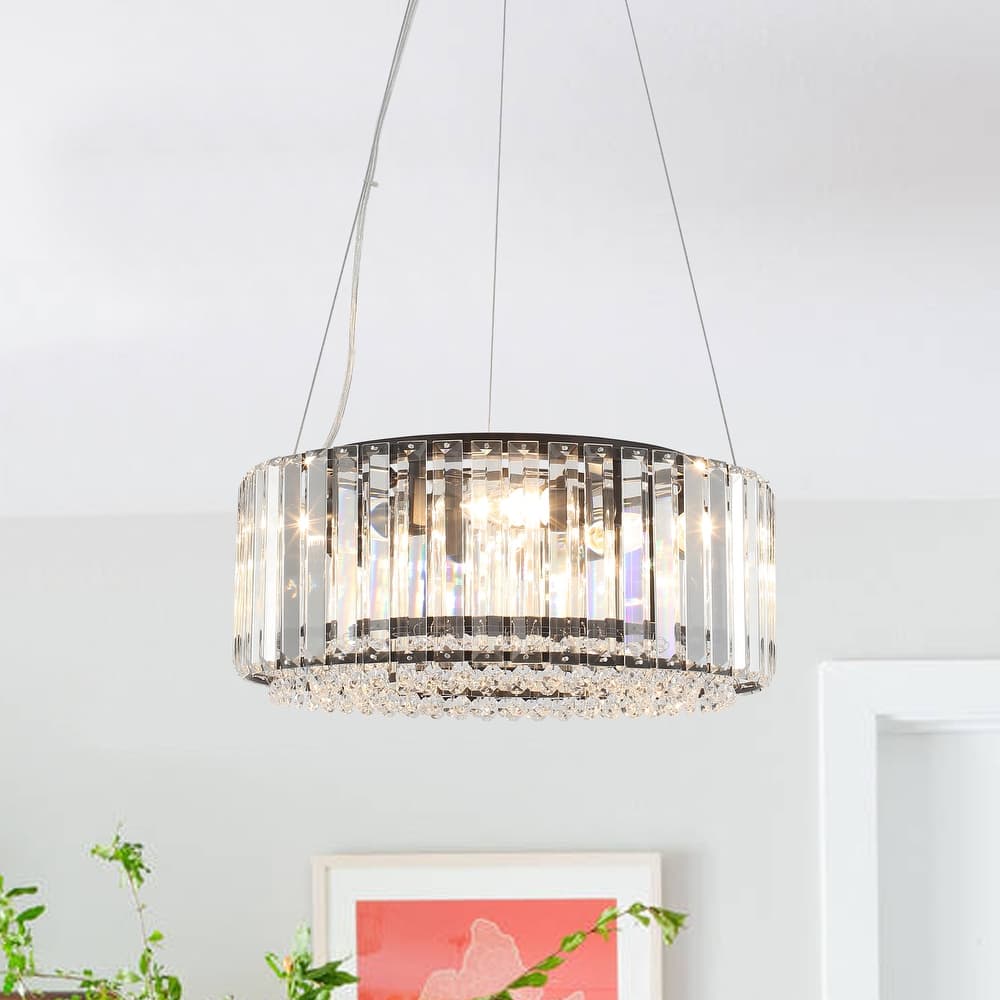 5-Light Modern Pendant Design Crystal Hanging Linear Chandelier Lighting for Dining Room Kitchen Island