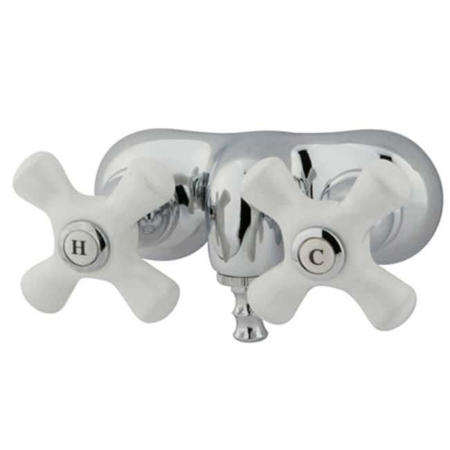 Kingston Brass Vintage Wall Mounted Clawfoot Tub Filler with Porcelain - Polished Chrome