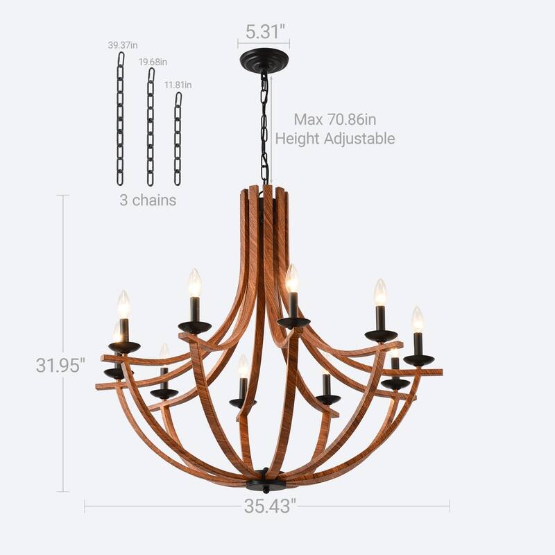 Vintage Industrial Farmhouse Chandelier Adjustable Rustic Lighting for Kitchens & Dining Rooms