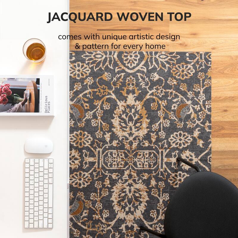 Jani 36"x48" Rug'd Chair Mat-Rug Style Office Chairmat for Carpet & Hard Floors| 0.25" Thick |Non-Slip, Foldable Desk Chair Mat