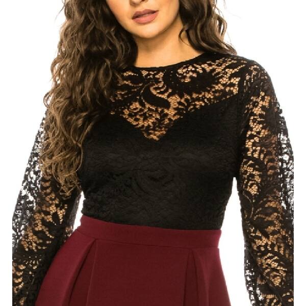 B Darlin Junior's Lace Balloon Sleeve Scuba Dress Black Size 11/12 - Bed  Bath & Beyond - 40576413