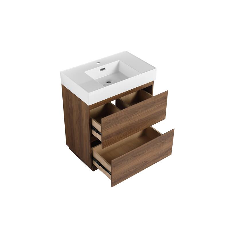 30 in. W x 18 in. D x 35 in. H Single Sink Freestanding Bath Vanity with White Resin Top
