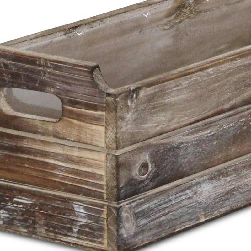 HomeRoots Brown Wood 200 Ounce Rectangular Distressed Planter Box - 14.25 in. x 4.50 in. x 5.25 in.