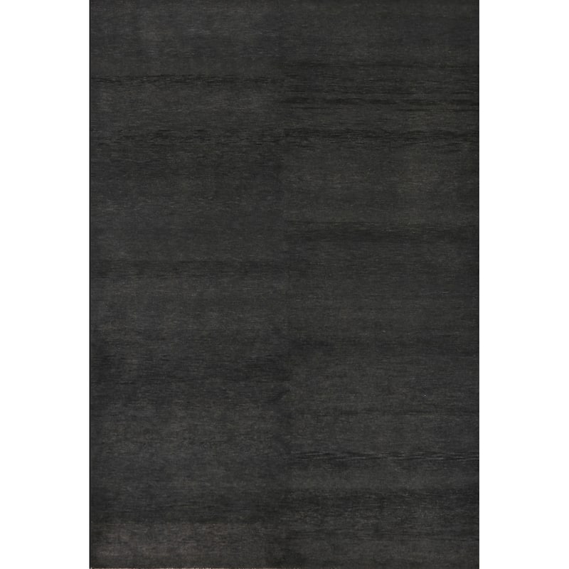 Hand Knotted Oriental 100% Wool Carpet Modern Solid Greys & Charcoal Gabbeh Area Rug - 9' 0'' X 6' 1''