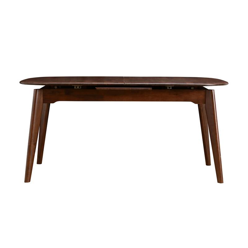 Furniture of America Abigail VII Mid-Century Modern 5-Piece Rich Walnut Solid Wood 79-inch Extendable Dining Set