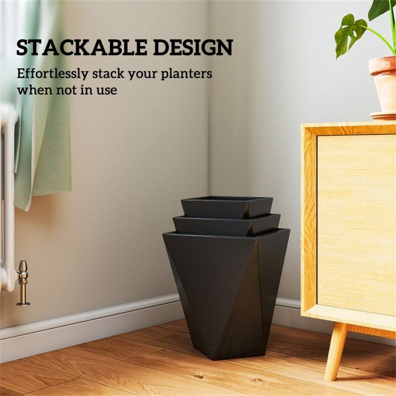 3-Piece Stackable Garden Bed Planter with Drainage Holes