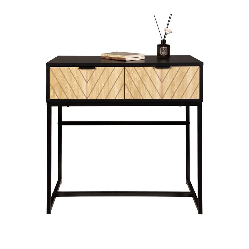 Bali Coastal Modern 2 Drawer Black Console Table