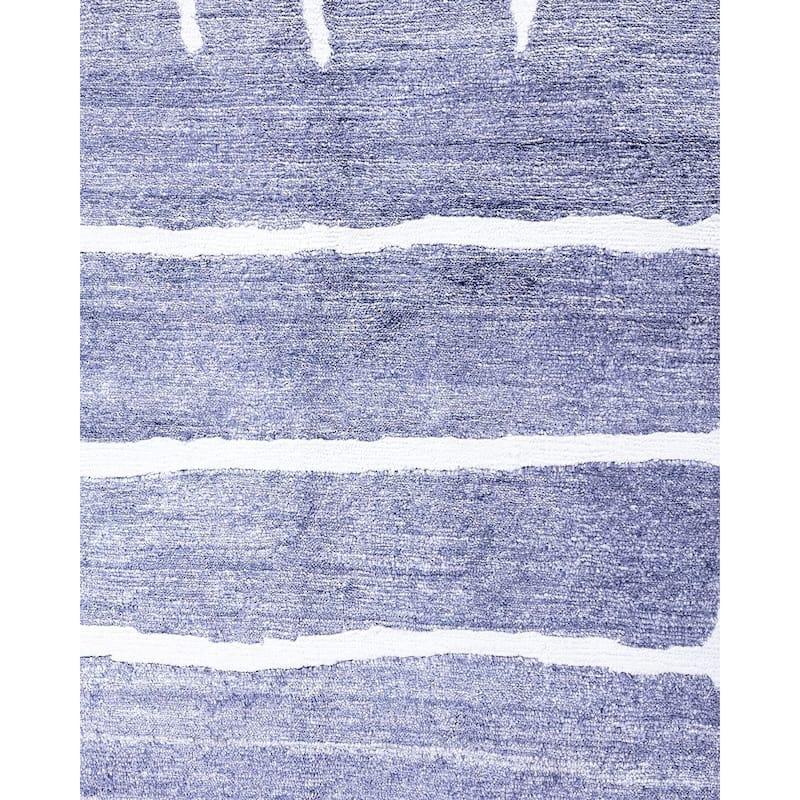 Modern One-of-a-Kind Hand-Knotted Area Rug, Blue - 9' 1" x 12' 0"