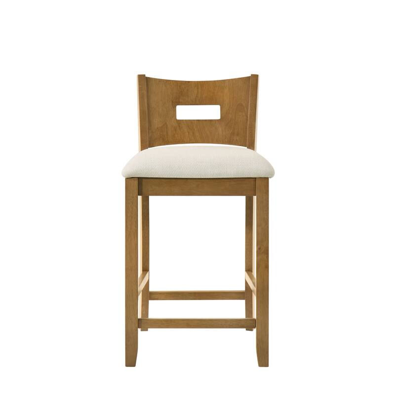 Ren Rubberword Bar Stool, Ivory Upholstered Counter Height Stool
