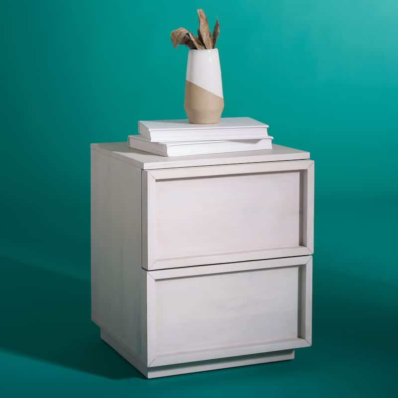 SAFAVIEH Couture Vordis 2-Drawer Nightstand - White Wash