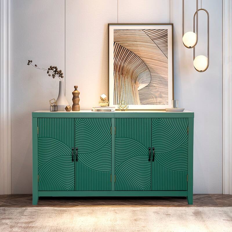 59" Accent Cabinet with 4 Doors, Modern Pantry Cabinet, Wood Buffet Cabinet, Console Cabinet for Living Room, Dining Room