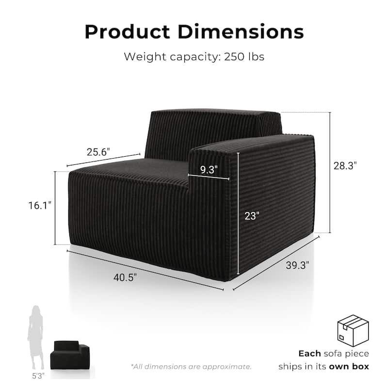 Furniture of America Navir Modern Chenille Foam Modular Sofa Chair