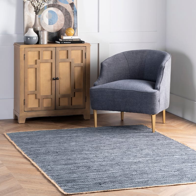 Nuloom Sabby Hand Woven Leather Flatweave Area Rug - 3' x 5' - Blue