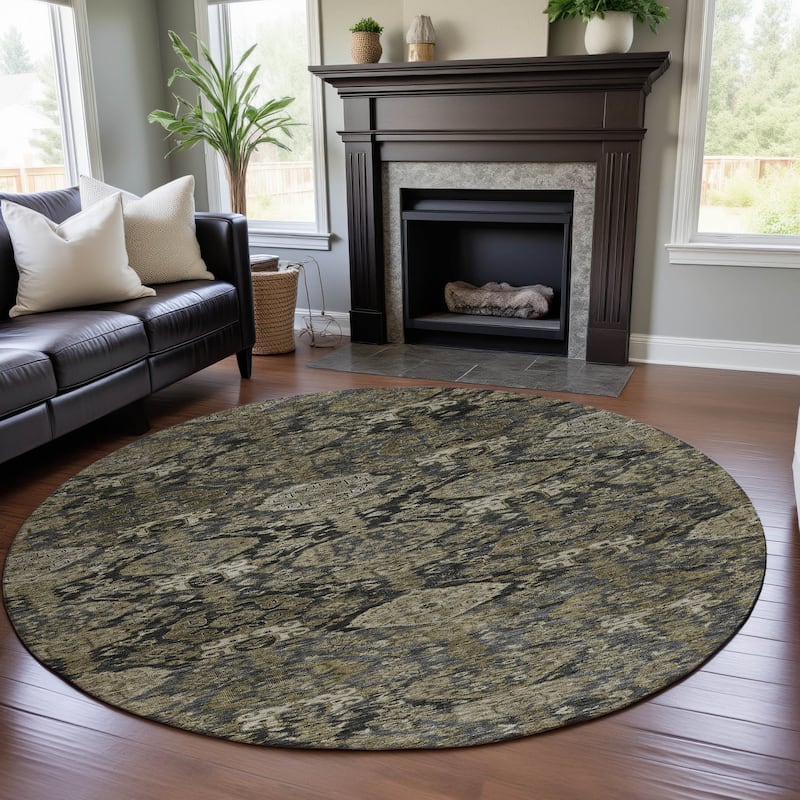 Premium Washable Super Soft Vintage Farmhouse Mayfield Rug - Charcoal - 8' x 8'