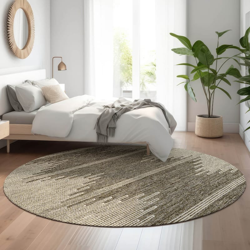 Premium Washable Super Soft Modern Century Mayfield Rug - Coffee - 8' x 8' - Round