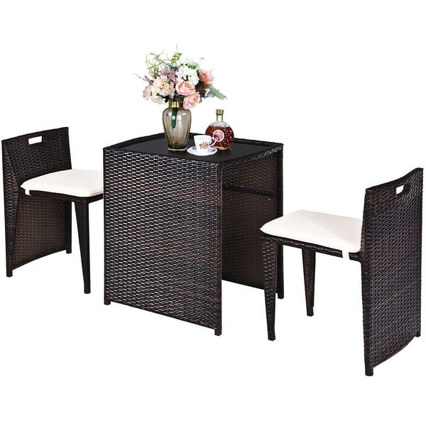 Shop Costway 3pcs Outdoor Patio Rattan Furniture Set Space Saving