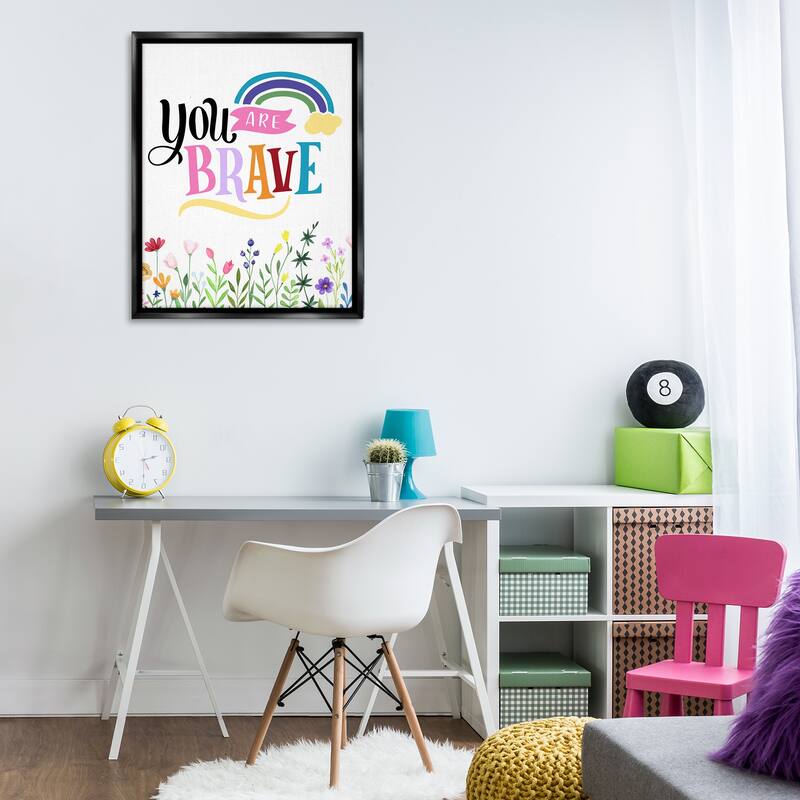 Stupell You Are Brave Encouragement Framed Floater Canvas Wall Art Design By Kim Allen