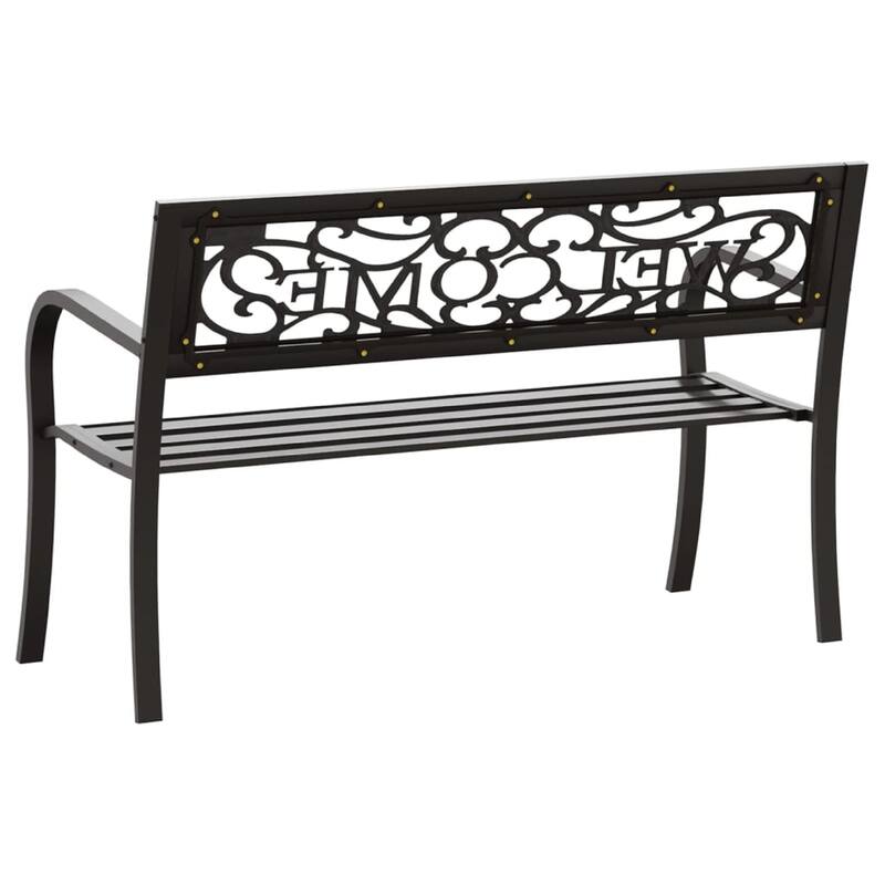 Garden Bench, Weather Resistant Black Powder-Coated Steel, 50 Inch