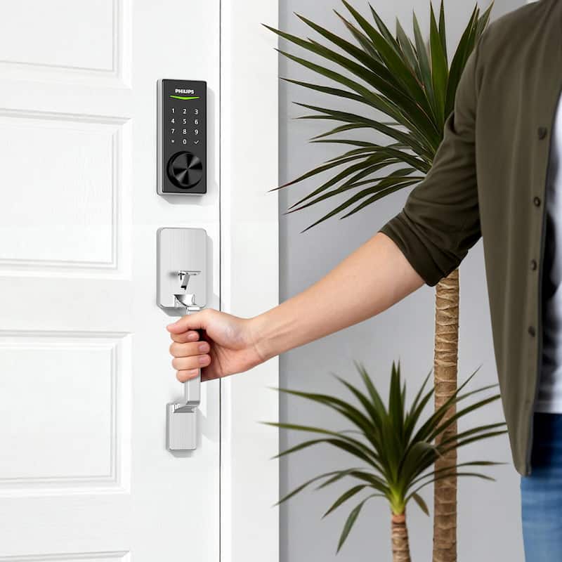 Philips 1000 Series Electronic Deadbolt with Handle Set - Satin Nickel