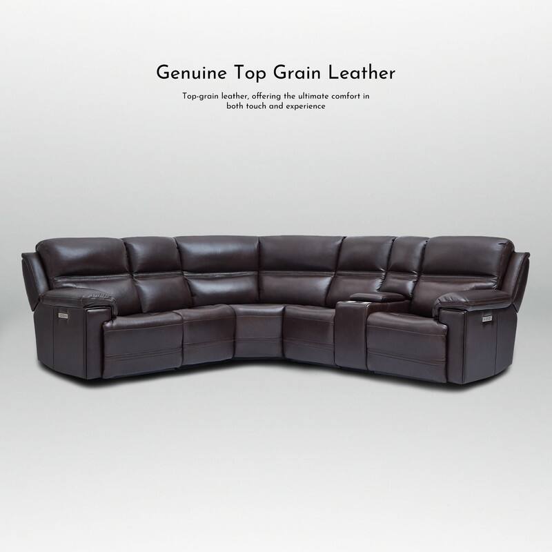 121" W Genuine Leather Dual-Power Sectional Sofa with Two Consoles, Zero Gravity, UsB & Type-c Ports and1 Power armless chair