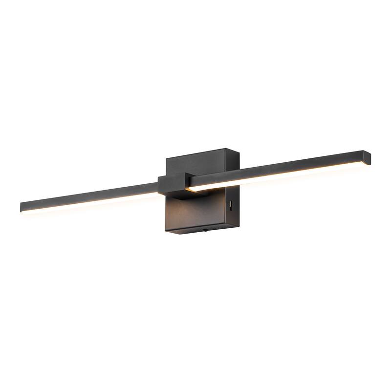 1-Light Modern Black Aluminum Linear Wall Light Strip Dimmable Integrated LED Bathroom Vanity Light