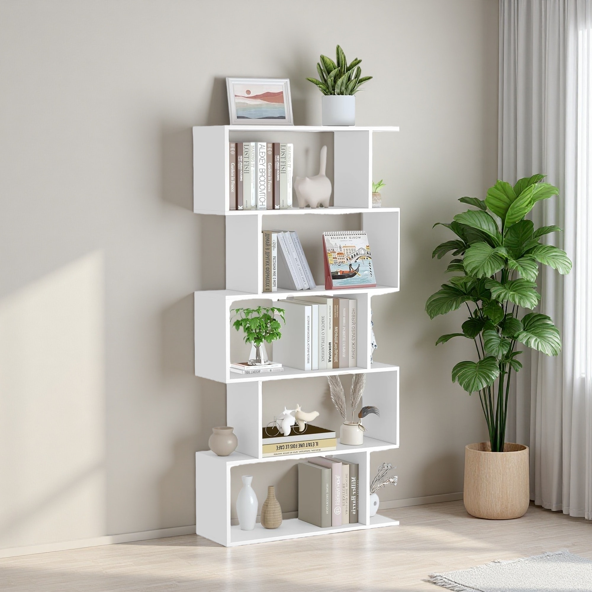 62.6"H 5-Tier Bookshelf, Modern Household Storage, Ample Space