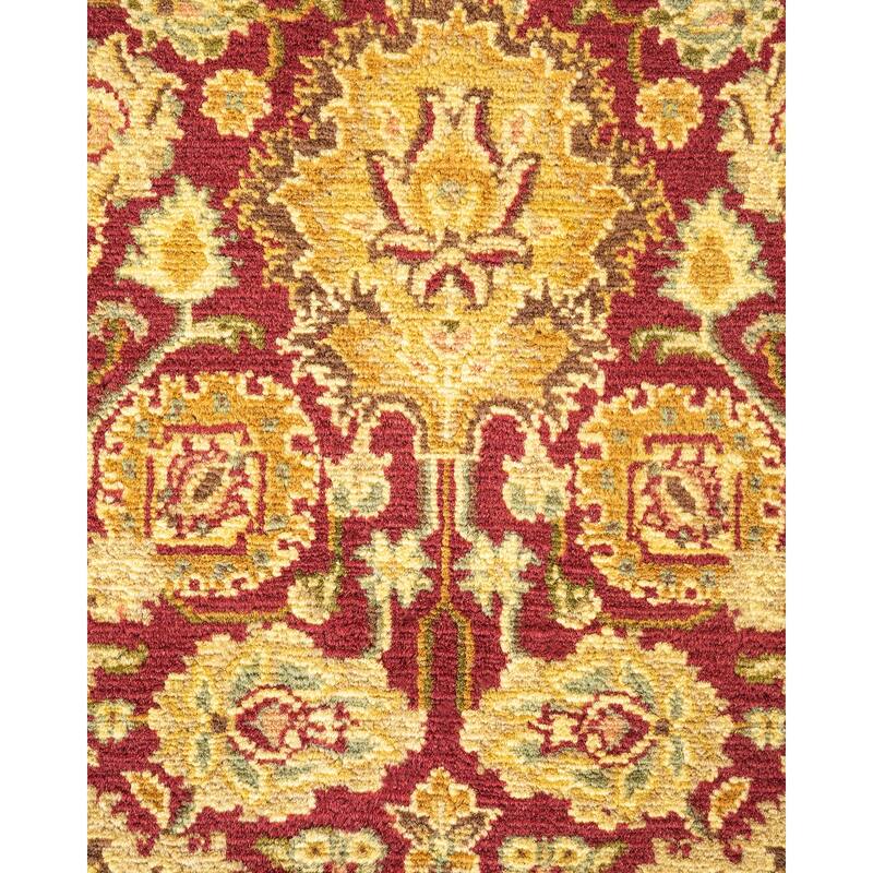 Overton Handknotted Wool Traditional Oriental Purple Area Rug - 5' x 8'