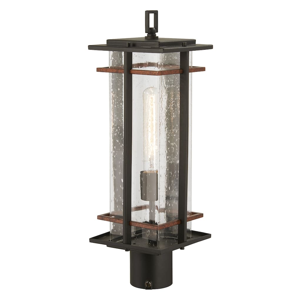 Lavery San Marcos Coal & Seeded Glass 1 Light Outdoor Post Mount