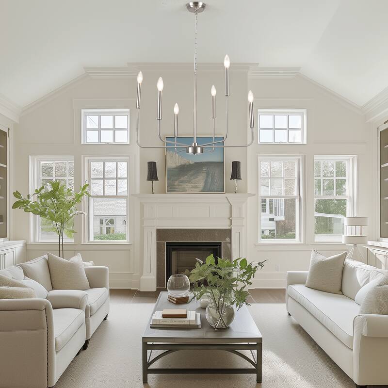 6-Light Candlestick Hanging Linear Chandelier Lighting Ceiling Light for Kitchen Island