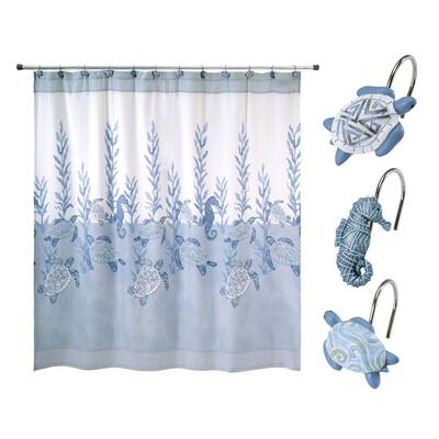 Avanti Caicos Shower Curtain & Shower Hook Set - Multicolor