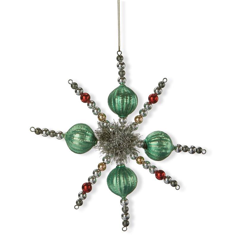 Vintage Green Star Ornament for Christmas Tree 7.87" x 7.87" x 1.38" Dust Clean Decorative Holiday Decor