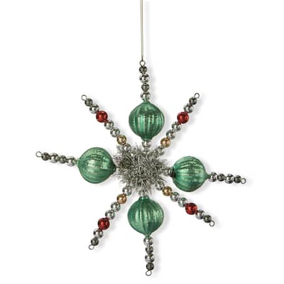 Vintage Green Star Ornament for Christmas Tree 7.87" x 7.87" x 1.38" Dust Clean Decorative Holiday Decor