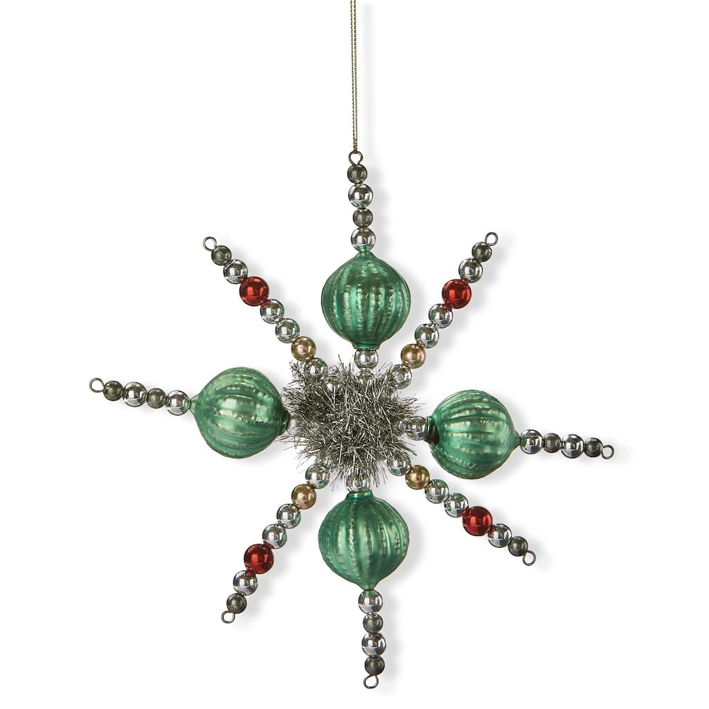 Vintage Green Star Ornament for Christmas Tree 7.87" x 7.87" x 1.38" Dust Clean Decorative Holiday Decor
