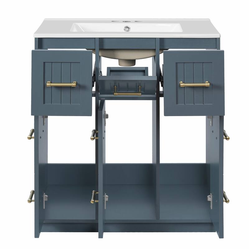 30-inch Bathroom Vanity with Undermount Sink, Soft-Close Doors & Tip-Out Drawer