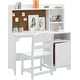 preview thumbnail 1 of 10, Kids Study Desk & Chair Set with Storage, Ergonomic Learning Table with Bookshelf for Ages 3–8 ‎White